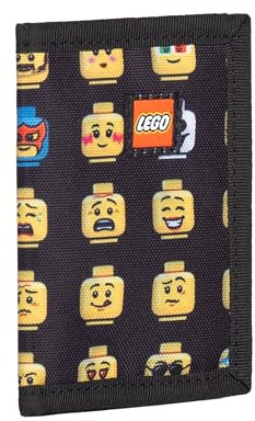 LEGO Trifold Wallet, Kids Unisex Wallet for Boys and Girls, with Clear ID Window, Card and Cash Pockets and Secure Hook and Loop Closure, Minifigure