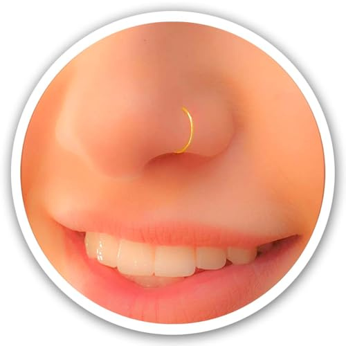 Fake Nose Ring Gold - Tiny & Thin 24 Gauge Faux Nose Hoop Piercings - Smooth 14k Gold Filled Clip On Nose Piercing Rings For Women - No Piercing Needed - Gift-Ready
