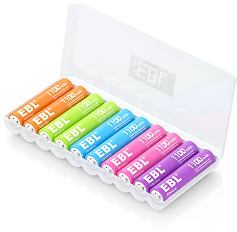 EBL Pilas Recargables AAA 1100mAh Ni-MH Arco Iris Batería Recargables