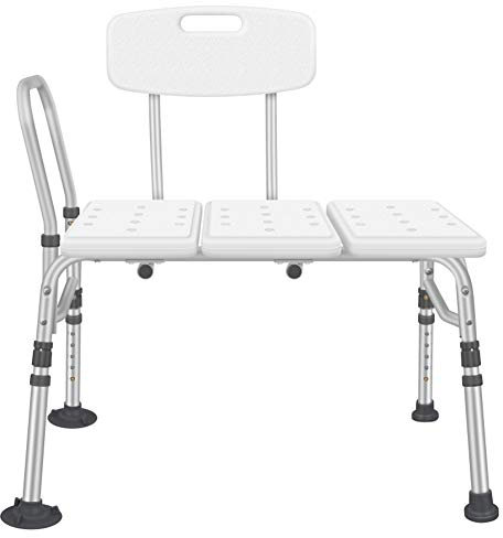 MSQL Banco de Transferencia de bañera/Silla de Ducha con Respaldo/Silla de Ducha de baño, Capacidad de Peso de 220 LB, Altura Ajustable de 10 Engranajes, para Ancianos y discapacitados