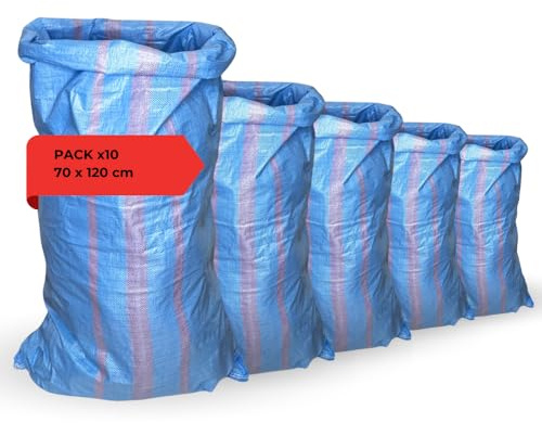 acquaverde | 10 Sacchi in Polipropilene 70x120 cm, Blu - Ideali per Raccolta di Olive, Patate e Cereali | Ottimi per Giardinaggio