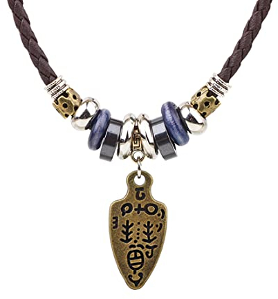 Aabellay Herren Lederkette Leder Halskette Vintage Wolfszahn Anhänger Halskette Holz Perlen Doppel Lederband Halsbänder Hanf Leder Choker Antike Münzen Retro Tribal Kette Anhänger Halskette Schmuck