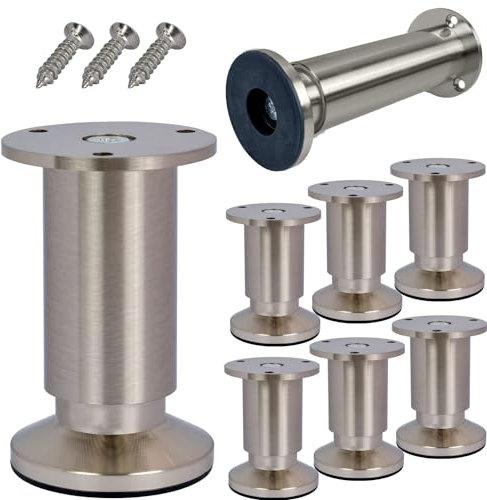 Stahlia Möbelfüße höhenverstellbar | Edelstahl Optik | (8 Stück) Höhe: 18cm | Ø 38mm | 250Kg Belastbarkeit | Füße für Möbel Schrankfüsse Sofa Füße Möbelbeine
