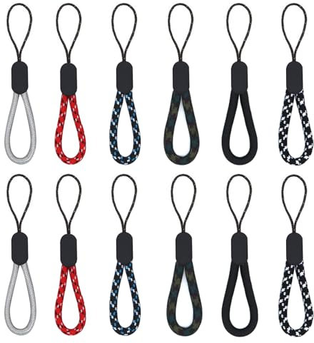 keepsweat Finger Lanyard,12 Pcs Short Wrist Lanyard 4.72inch Small Lanyard for Keys,USB Flash Disk,Mobile Phone Nylon Hand Strap Short Lanyard Keychain (6 Colors)