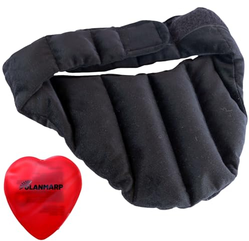 Wohltuender Kryotherm Natur Nacken-Wärmeschal gegen Verspannungen und Schmerzen – 100% Rapssamenfüllung, Mikrowellen- und Backofenerwärmung, Klettverschluss für optimalen Halt + Olanmarp Handwärmer