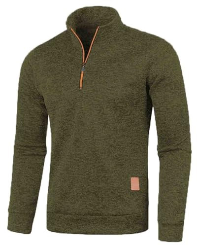 Herren Rollkragen Pullover - Herren Pullover Casual Top 1/4 Zip Neck Schlichtes Feinstrick Pullover Troyer Grobstrick Pullover Langarmshirt Feinstrick Sweater Oversize Winter Sport Arbeitspullover