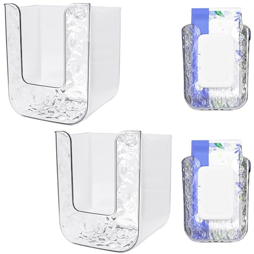 TZEKING Lot de 2 Boîtes de Rangement pour lingettes Humides,Support de mouchoirs Mural,Distributeur de lingettes pour Salle de Bain,Boîte de Papier Toilette,pour Cuisine, Chambre à Coucher, Maison