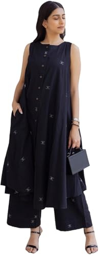 ANNI DESIGNER Women's Rayon Viscose A-Line Printed Kurta with Palazzo