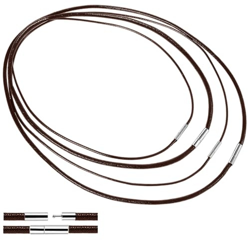 AHQiZFX 4 stycken läderband för kedja, 1,5/3 mm konstläder läderband med lås, armband läderkedja män, flätad läderkedja, läderhalsband kvinnor, läderhalsband för män gör-det-själv hängande smycken
