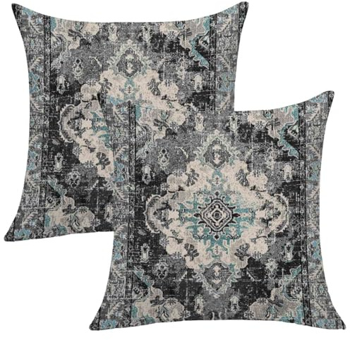 Avalune Fundas de Cojines 40x40 Bohemio Gris Otoña Decorativas Mandala Funda de Almohada Cuadradas Étnico Vintage Cojin para Decoración del Hogar Sofá Dormitorio Juego de 2