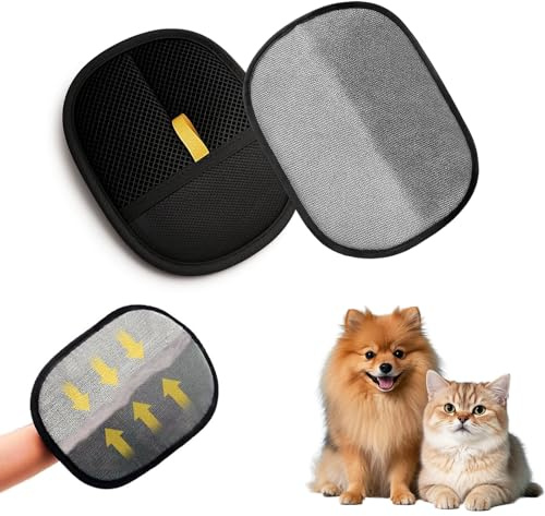 Lot de 2 gants antistatiques double face pour animaux de compagnie, gants d'épilation des poils de chat, gants magnétiques en fourrure, double face, réutilisables pour le toilettage au quotidien