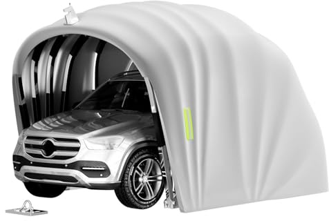 Posto Auto Coperto Esterno, Tettoia Potabile con Serratura,Tendone Garage Pieghevole, Antivento, Antipioggia, Antineve, per Auto, Moto, Biciclette, Carico, Evento, Grigio
