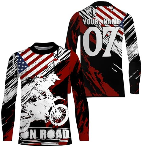American Flag Motocross Jersey Custom Dirt Bike Shirts for Men Kids Women Off-Road Racing Jerseys Patriotic Motorcycle Shirt (01)