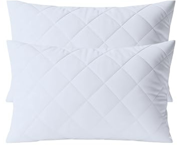 ELOVELA Premium Quilted Hotel Pillows 2 Pack – Soft, Supportive White Bed Pillows for Side, Back & Stomach Sleepers - Durable & Machine Washable