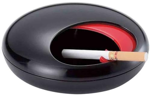 Cenicero giratorio de sobremesa, cenicero de melamina para uso interior y exterior(Black)