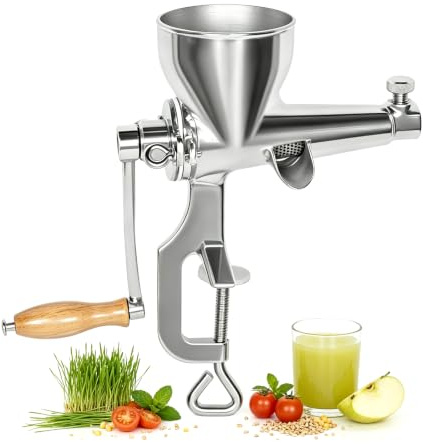 Manuell Vetegräsjuicer, Handpress För Frukt Och Grönsaker I 304 Rostfritt Stål Med C-klämma, Fint Filter Och Juicekopp För Spenat, Babykål, Äpplen, Granatäpplen, Selleri, Ingefära Etc