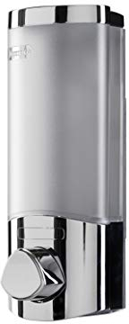 Croydex Wall Mounted Soap Dispenser - Eliminates Bathroom Clutter, Easy to Refill and Has a Pre-Measured Pump for Your Shower Gel, Shampoo and Conditioner, Mount On Corner or Flat Wall (Chrome, 350ml)