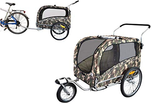 PAPILIOSHOP Argo – Klappbarer Hundeanhänger, Hundewagen und Fahrradanhänger für Hunde in S, M, L, Stabil und Belüftet, Ideal für Tiertransport und Outdoor-Aktivitäten (Tarnung Large)