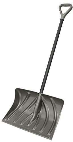 Suncast 20-Inch Snow Shovel and Pusher Combo with Durable Galvanized Steel Wear Strip and Ergonomic D-Grip Handle, Ideal for Driveways, Walkways, and Sidewalks, Gray