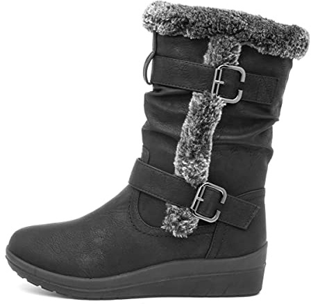 Softlites Jo Womens Faux Fur Boot in Black - Size 6 UK - Black
