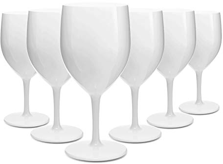 RB Verres à Vin Blancs Plastique Supérieure Incassables Réutilisables 27cl, Lot de 6
