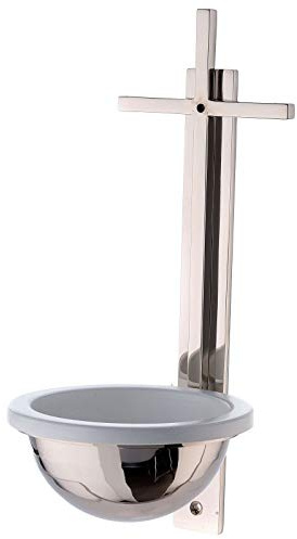 Holyart Acquasantiera Croce Latina Ottone nichelato 31 cm