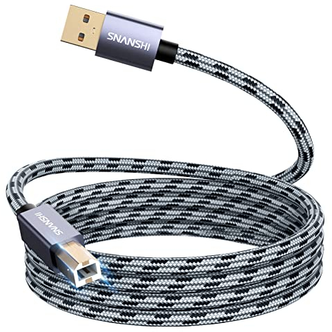 SNANSHI Druckerkabel 6 m, USB-Druckerkabel, USB 2.0 Typ A Stecker auf B Stecker, Scannerkabel, Hochgeschwindigkeitsdrucker, USB-Kabel, kompatibel mit HP, Canon, Dell, Epson, Lexmark, Xerox Drucker