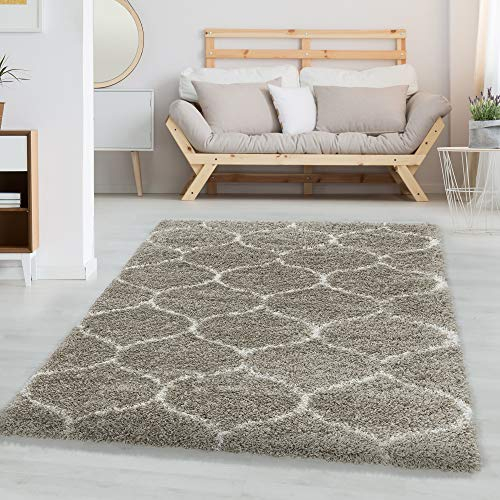 Carpettex Hochflor Teppich Wohnzimmer Shaggy Flokati Modern Skandinavisch Design 200 x 290 cm Beige - Schlafzimmer Weich Flauschig Waschbar Küche Esszimmer - Langflor