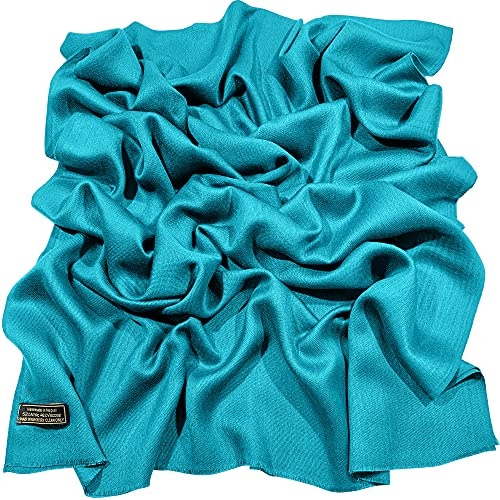 CJ Utförande turkos normallack design nepalesisk franshalsduk halsduk stola Wrap Pashmina NY, Turkos, En Storlek