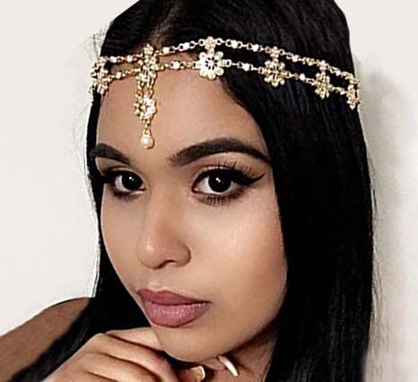 Fashband Boho Blumen-Kopfkette, goldenes Perlen-Stirnband, Perlenhaarschmuck für Frauen