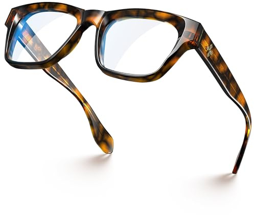 VISOONE Tortoise Square Blue Light Blocking Glasses TR90 Anti Glare for Women Men BONA
