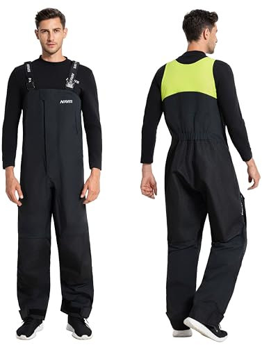 Navis Marine Salopette Homme Imperméable - Pantalon de Pêche à Poches Renforcées - Tissu RespirantNylon NS-347(Black,XL)