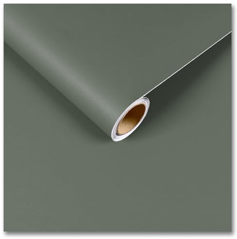 CRE8TIVE Papier Peint Vert Adhesif Mural Vinyle Impermeable Autocollant pour Meuble et Salon - 30cm x 200cm