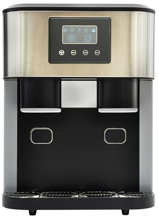 Máquina para hacer cubitos de hielo para el hogar, camping, gastro, 3 en 1, trituradora de hielo y cubitos de hielo, máquina para hacer hielo, pantalla LCD (táctil)