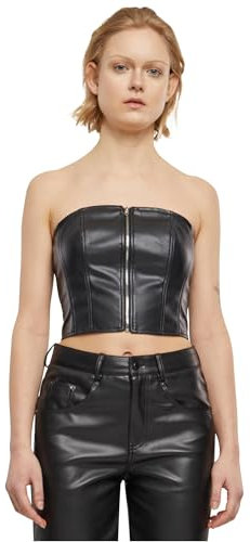 Urban Classics Ladies Synthetic Leather Bandeau Top Black, XS