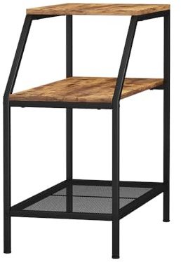 Vicco Anstelltisch Fyrk, Eiche rustikal, 30 x 60 cm mit 2 offenen Ablagen, zur Erweiterung von Arbeits- oder Ablageflächen einsetzbar