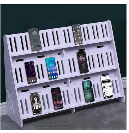 Classroom Cell Phone Holder & Storage Cabinet, PVC Multi-Unit Mobile Organizer for Stores & Conference Rooms, Includes Fan Cooling, Dimensions 85.6x25x60 cm