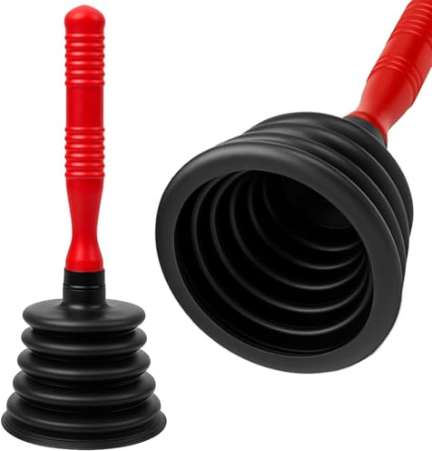 Desatascador Tuberías y Destapador Cañerías – Succión Potente – Elimina Atascos en Ducha, Lavabo, Bañera y Cocina – Desatascador Fregadero Multiusos Duradero (Rojo)