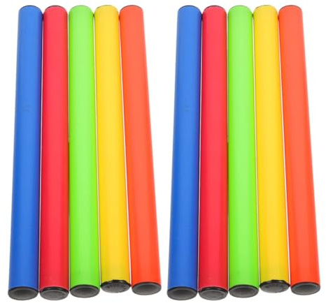 BUGUUYO Bastones para Relevos de Atletismo 10 Piezas Antideslizantes Agarre Ergonómico, Tamaño Estándar, Colores Variados (Rojo, Amarillo, Azul, Verde, Naranja) para Competiciones