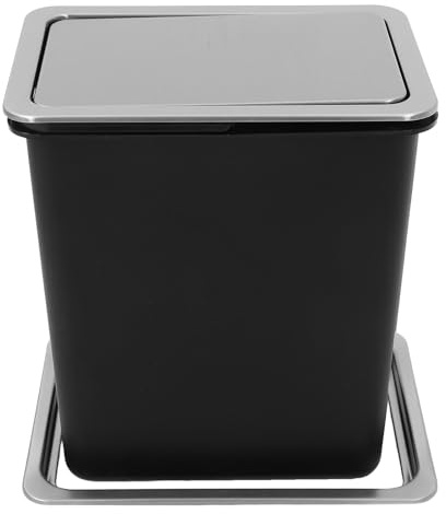 TIDTALEO Set de 3 Cubos de Basura Empotrados Tapa Integrada Abatible, Acero Inoxidable, Sistema Antihumos para Cocina y Baño, Pensado para Gestión de Residuos en Encimeras