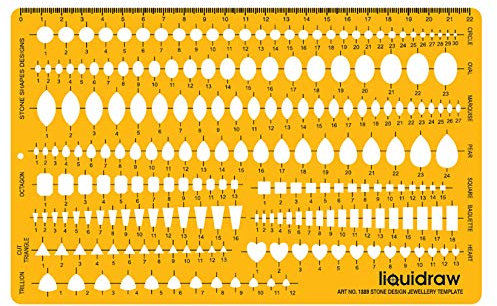 Liquidraw Pochoir pour création de bijoux, modèle de fabrication de bijoux – Formes et tailles de pierre Orange transparent 1889