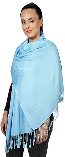World of Shawls Pashmina Style All Seasons Handcrafted Wrap Shawl Stole Scarf (Baby Blue)