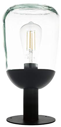 EGLO Außen Sockellampe Donatori, 1 flammige Außenleuchte Vintage, Retro, Sockelleuchte aus Aluminium-Guss in Schwarz und Glas in Klar, Außenlampe mit E27 Fassung, IP44