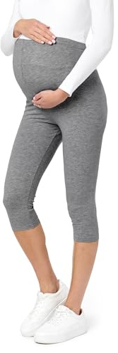 Be Mammy Dams 3/4 Moderskap Leggings Tights BE20-229 (Medium Melange, XXL)