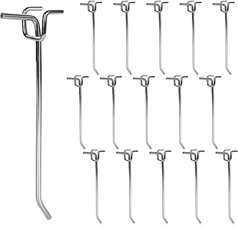 SENENQU 40PCS Pegboard Hooks, 15cm Metal Perforated Board Hooks, Heavy Duty Hanging Pegboard Accessories, Single Shelving Peg for Retail Store Supermarket Kitchen Garage - Silver
