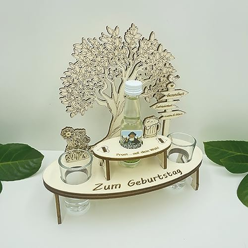 HOKULIGHT personalisierte Schnapsbank aus Holz mit Lebensbaum, Geburtsgeschenk für Männer, Geldgeschenke Geburtstag, Geschenkidee zum Stammtisch