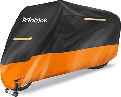 Maizjok Funda Moto Impermeable, Cubierta Moto Exterior Interior 210D Poliéster Capa Protector Lluvia y UV para Cubre Scooter Motocicleta Calle/Scambler/Trail/Cross/Enduro XL (245x105x125 cm)