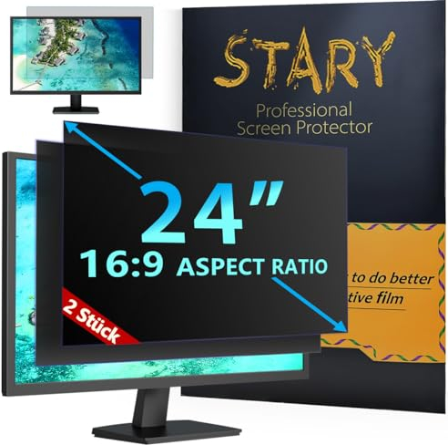 STARY 2 Pack Computer Privacy Screen Filter 24 Inch for 16:9 Widescreen Monitor, Removable Anti Glare Blue Light UV-Blocking Screen Protector for Computer (Width:21 x Height:11.8)