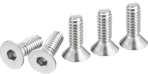 DTGN Tornillos de Cabeza Plana Hexagonal de Acero Inoxidable 304, 20 Unidades, Rosca Completa, Pernos Avellanados, 1/4-20 x 3/4