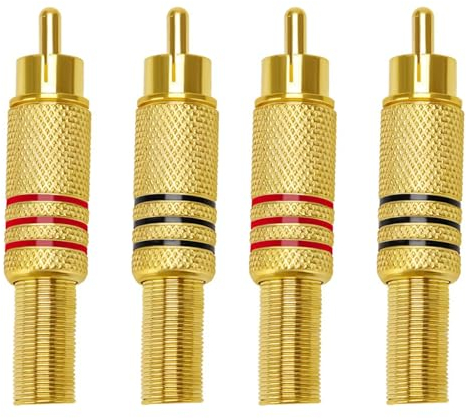 Spina Audio RCA, Connettore RCA Maschio, Audio/Video Connettore RCA, Connettore RCA Maschio, Spina Maschio RCA Senza Saldatura, Connettore per Saldatura Audio Phono, per Multimedia e CCTV,4 Pezzi